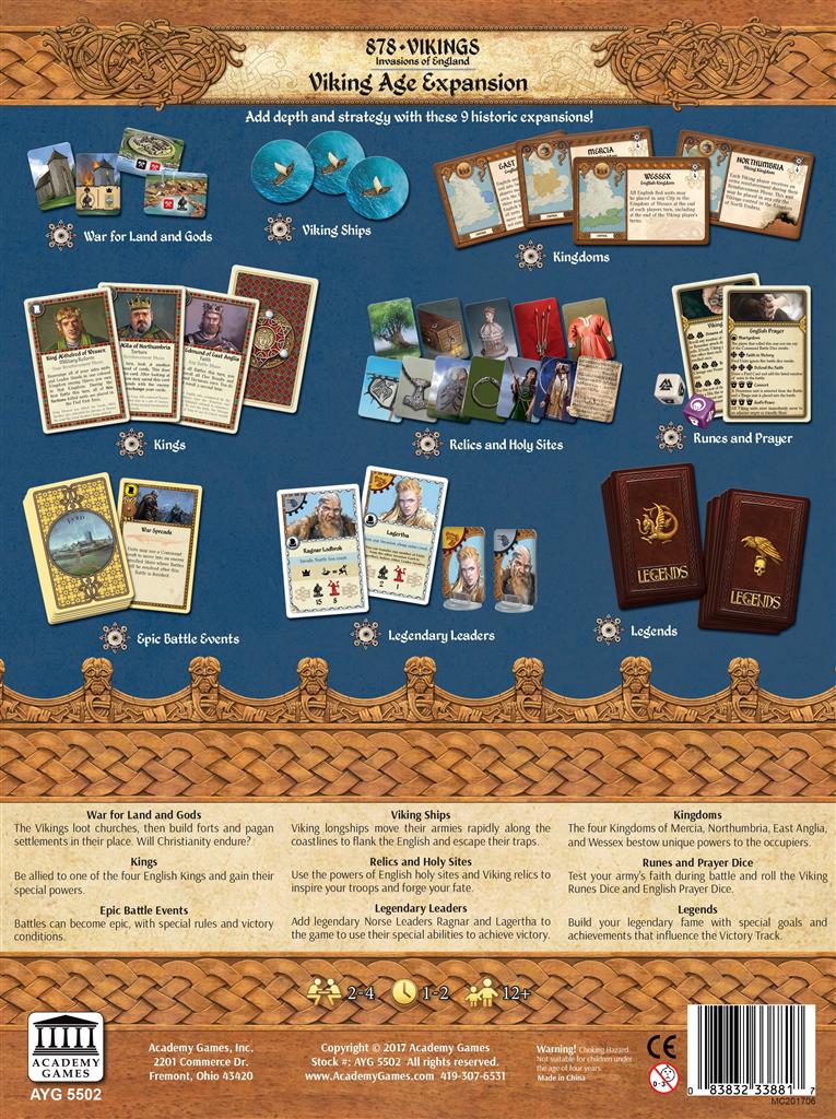 Brettspiel 878 Vikings. Invasions of England. Viking Age Expansion (Englische Ausgabe)
