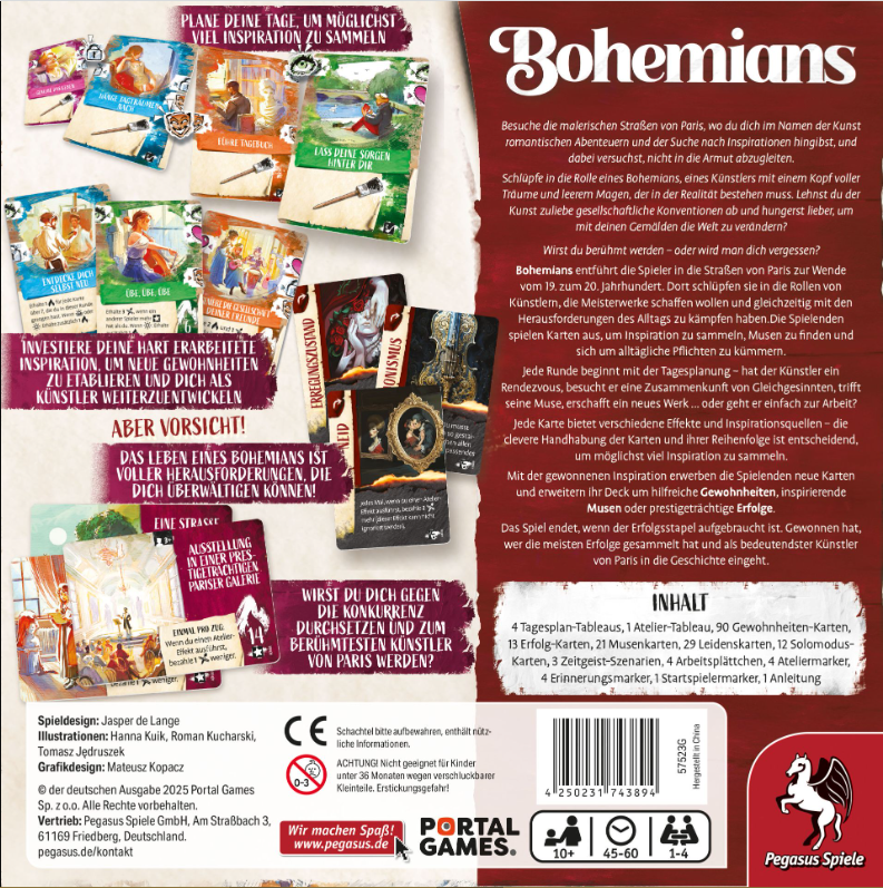 Brettspiel Bohemians (Deutsche Version)