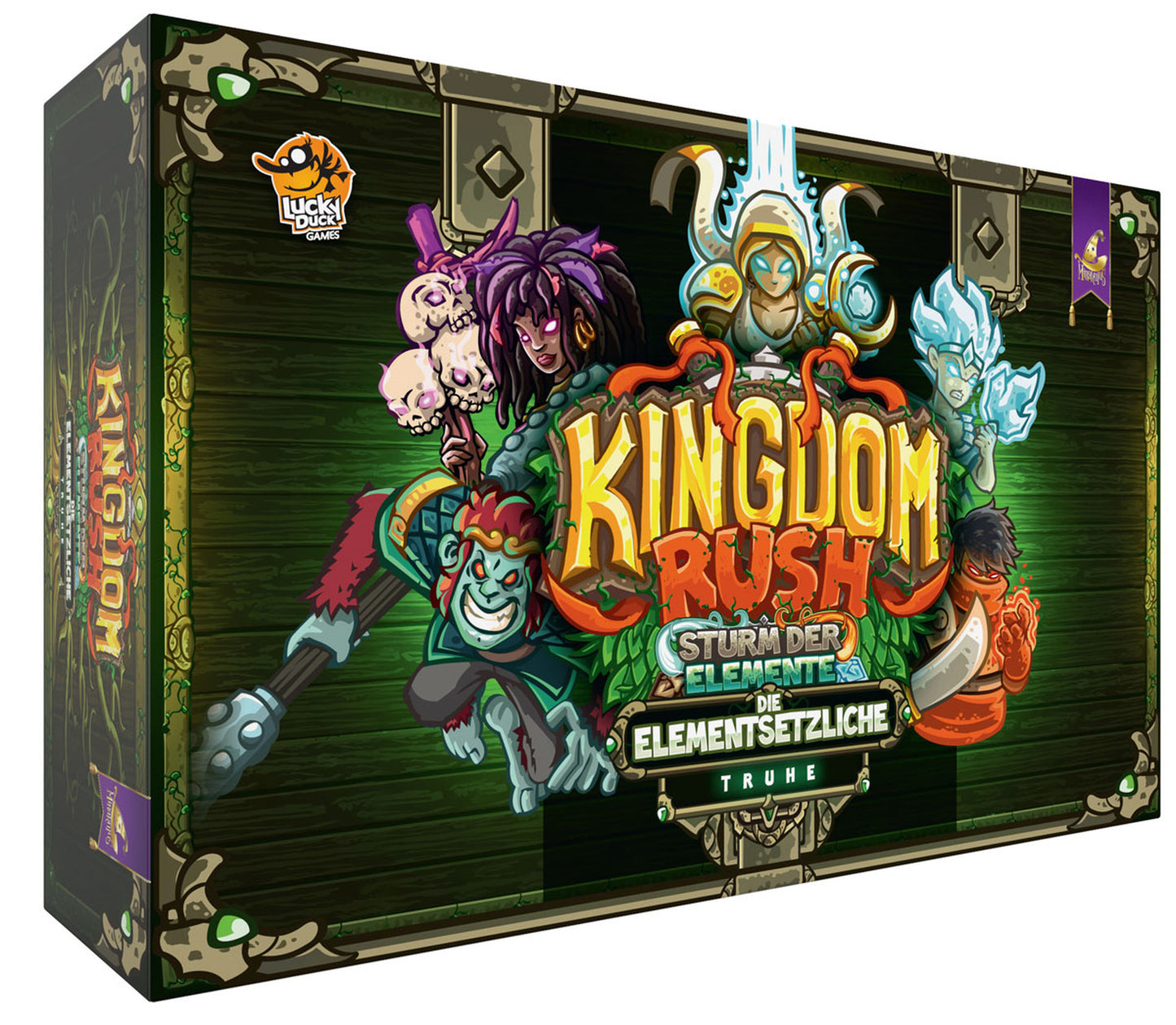 Brettspiel Kingdom Rush. Sturm der Elemente + Die Elementsetzliche Truhe. All In Box (Deutsche Version)
