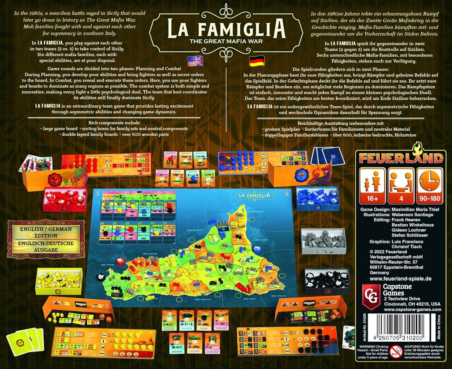 Brettspiel La Famiglia. The Great Mafia War (Deutsche, Englische Version)