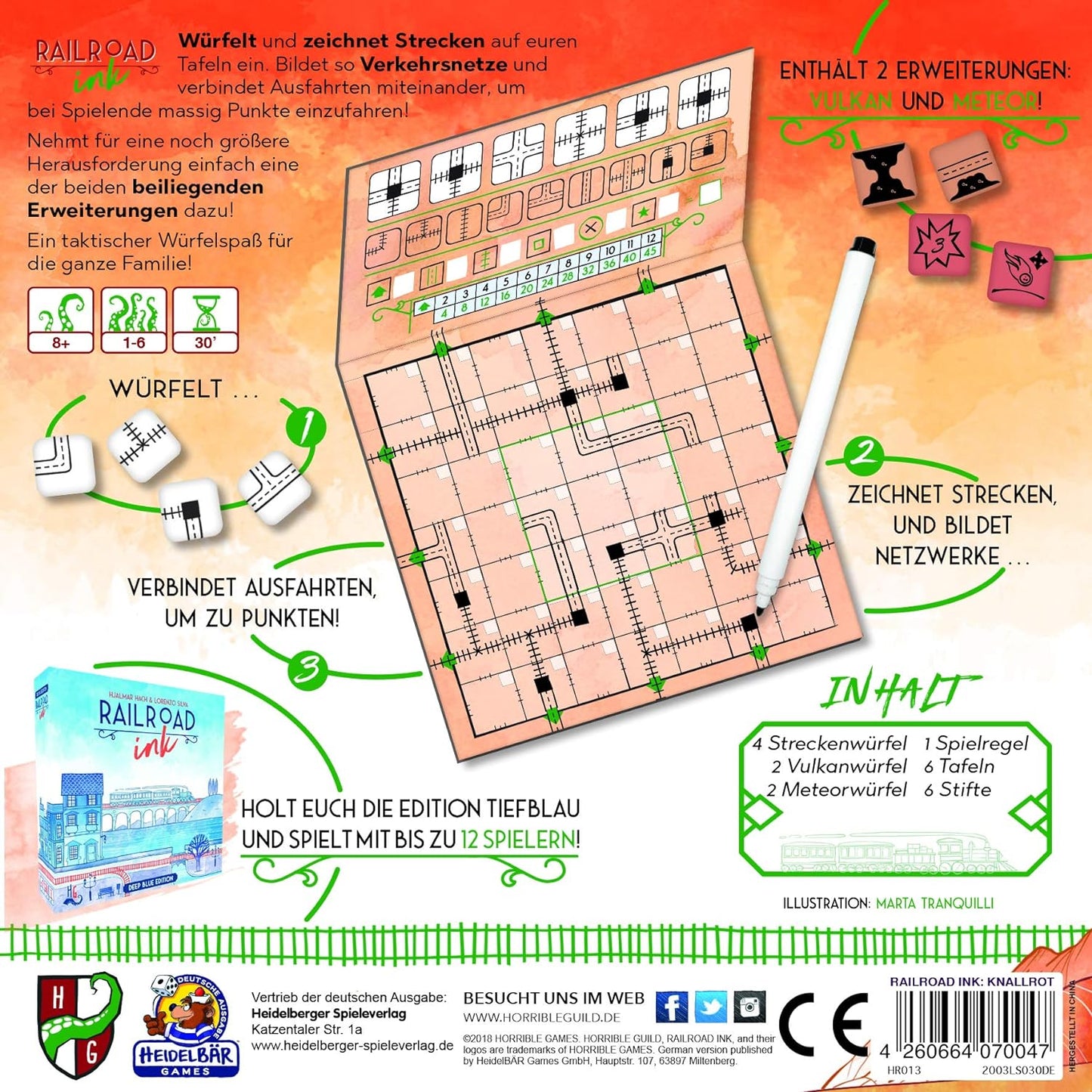 Brettspiel Railroad Ink. Edition Knallrot (Deutsche Version)