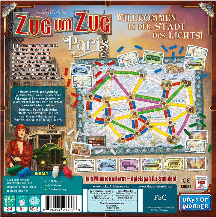 Brettspiel Zug um Zug. Paris (Deutsche Version)