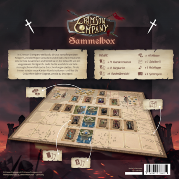 Brettspiel Crimson Company. Sammelbox (Deutsche Version)