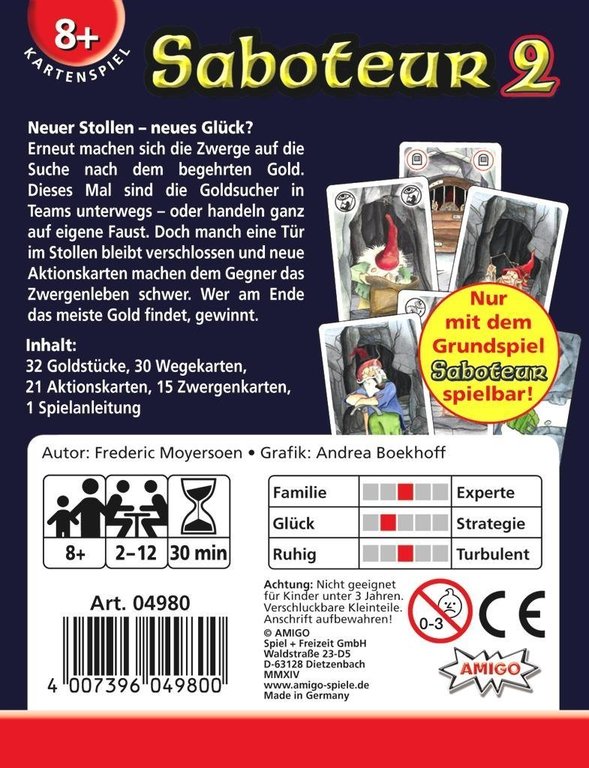 Brettspiele Saboteur. Teile 1+2 (Deutsche Versionen)